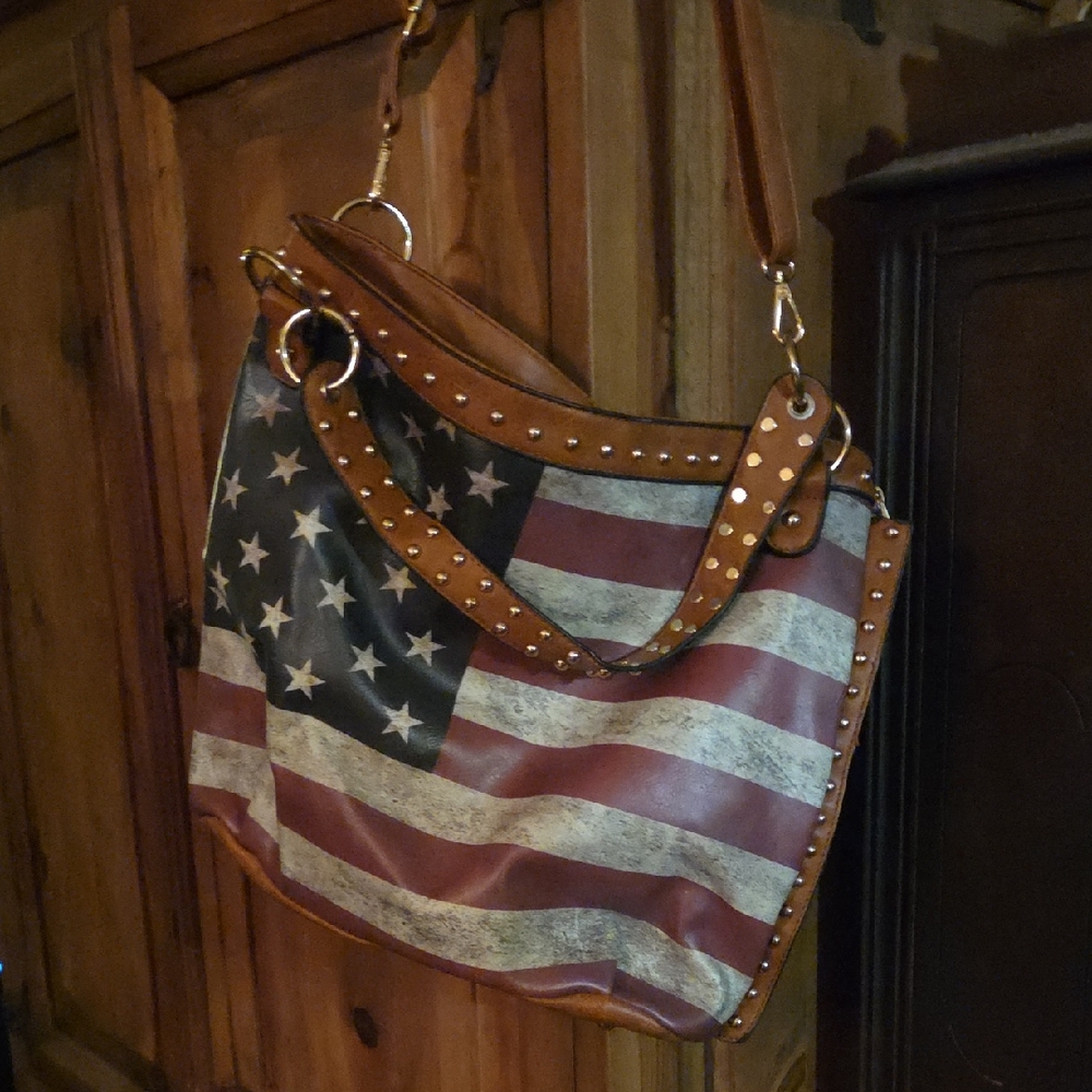 Source Unknown American Flag Studded Shoulder Bag - image 1